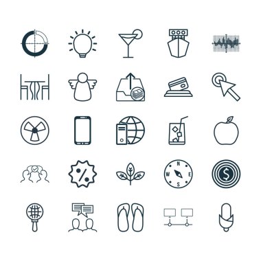 25 evrensel düzenlenebilir simgeler kümesi. Web, mobil ve App tasarım için kullanılabilir. Smartphone, Archangel, terlik ve daha fazlası gibi unsurları içerir.