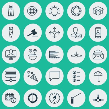 25 evrensel düzenlenebilir simgeler kümesi. Web, mobil ve App tasarım için kullanılabilir. Çubuk grafik gibi unsurları havai fişek, barikat ve daha fazlasını içerir.