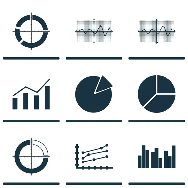 Set von Diagrammen, Diagrammen und Statistiken-Symbolen. Hochwertige Symbolkollektion. Symbole können für Web-, App- und UI-Design verwendet werden. — Stockvektor