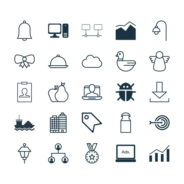 Set Of 25 Universal Editable Icons. Can Be Used For Web, Mobile And App Design. Includes Elements Such As Arrow, Goose, Dining And More. — Stock Vector