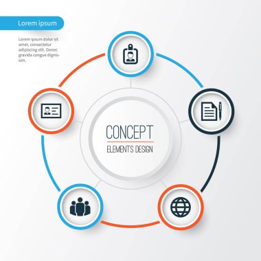 İş İkonları/Simgeleri ayarlayın. Grup, sözleşme, kimlik kartı ve diğer öğeleri koleksiyonu. Ayrıca kimlik, grup, sözleşme gibi simgeler içerir.