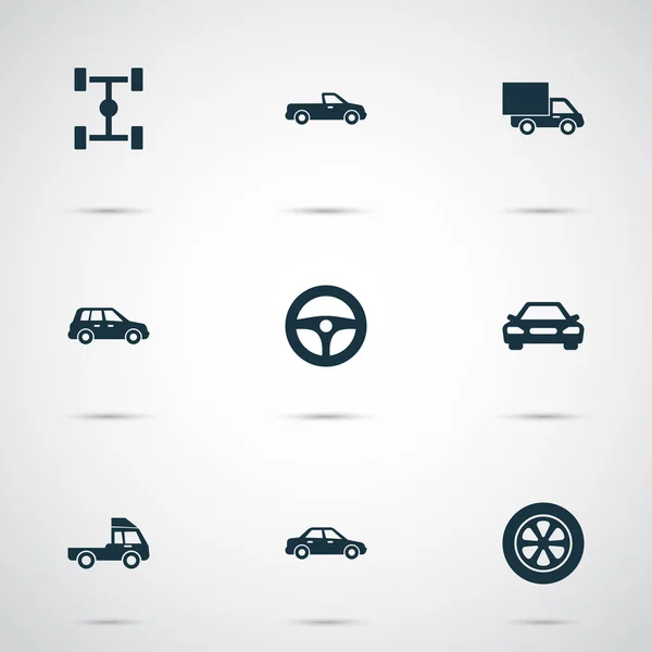 Otomatik Icons Set. Van, kamyon, araba ve diğer öğeleri koleksiyonu. Ayrıca Crossover, kamyon, otomatik gibi simgeler içerir.