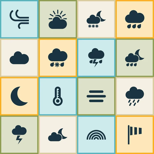 Set de iconos de la naturaleza. Colección de ducha, mojado, nublado y otros elementos. También incluye símbolos tales como flash, niebla, nublado . — Archivo Imágenes Vectoriales