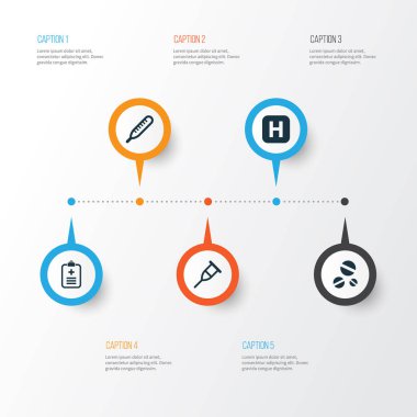 Tıp Icons Set. Stand, Mercury, tedavi öğeleri koleksiyonu. Ayrıca tıbbi, kalp atışı, sağlıklı gibi simgeler içerir.