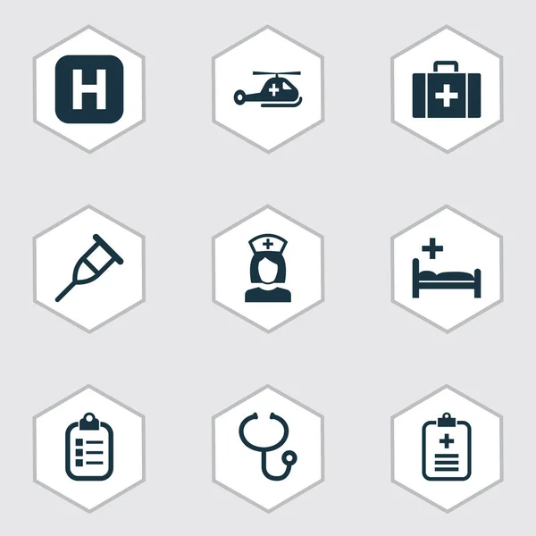 Antibiotic Icons Set. Collection Of Nanny, Chest, Analyzes And Other Elements. Also Includes Symbols Such As Case, Capsule, Review. — Stock Vector