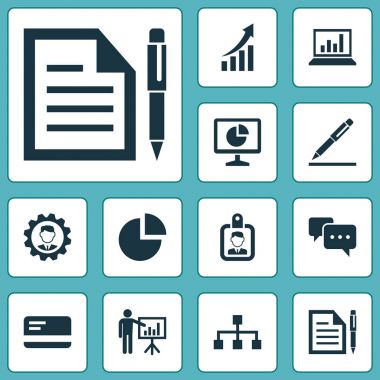 İş Icons Set. Sohbet, adam, istatistik ve diğer öğeleri koleksiyonu. Ayrıca simgeleri gibi ok, Yöneticisi, yapısı içerir.