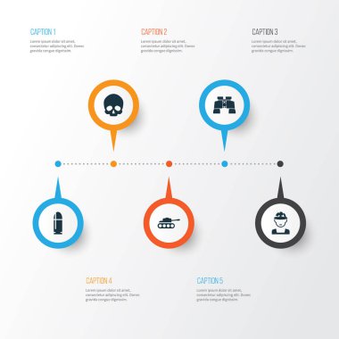 Icons Set mücadele. Askeri, kafatası, cam ve diğer öğeleri koleksiyonu. Ayrıca asker, kafatası, askeri gibi simgeler içerir.