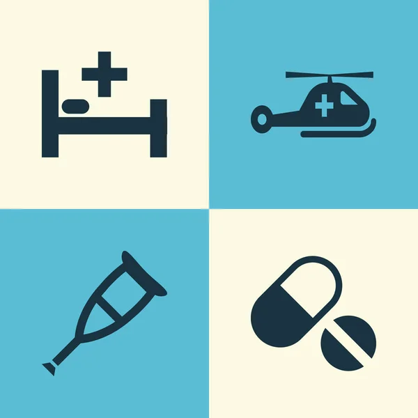 Antibiotikum ikoner Set. Samling av Spike, piller, Copter och andra element. Innehåller också symboler sådana som friska, tält, Pill. — Stock vektor