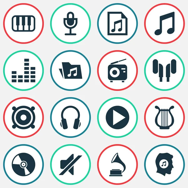 Multimedia Icons Set. Collection Of Earmuff, Lyre, Meloman And Other Elements. Also Includes Symbols Such As Antique, Phonograph, Dossier. — Stock Vector
