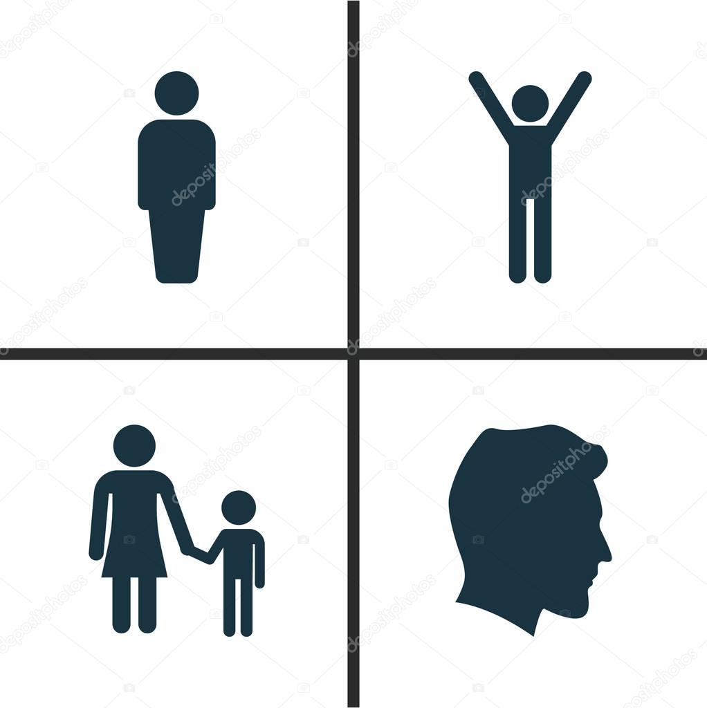 People Icons Set. Collection Of Happy, Male, Member And Other Elements. Also Includes Symbols Such As Child, Head, Gentleman.