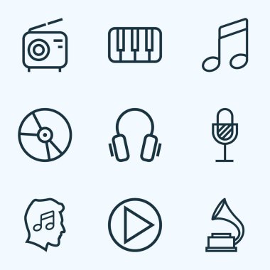 Ses özetliyor ayarlayın. Kapak, melodi, plastik ve diğer öğeleri koleksiyonu. Ayrıca amplifikatör, melodi, aygıt gibi simgeler içerir.