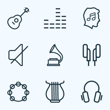 Ses özetliyor ayarlayın. Yaylı topluluğu, Timbrel, kulaklık ve diğer öğeler. Melodi, yaylı, sesler gibi semboller de içerir.