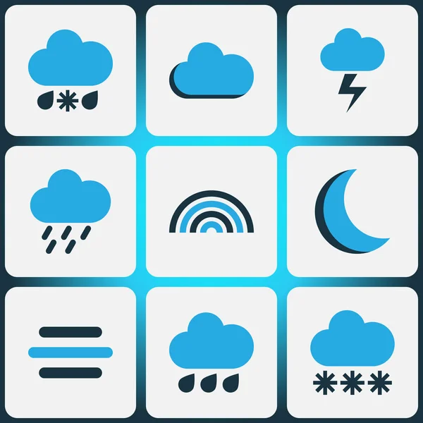 Climate Colored Icons Set. Collection Of Cold Weather, Arc, Night And Other Elements. Also Includes Symbols Such As Night, Breeze, Moonlight. — Stock Vector