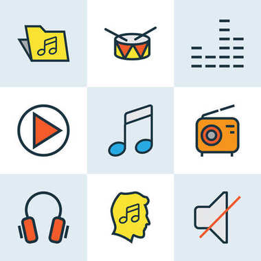 Multimedya renkli anahatlar küme. Set, oyun, sessiz ve diğer öğeleri koleksiyonu. Ayrıca, Gadget, müzik, sevgili gibi simgeler içerir.