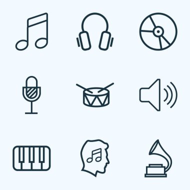 Müzik ana hatlarıyla seti. Plastik, varil, anahtarları ve diğer öğeleri koleksiyonu. Ayrıca piyano varil, kapak, gibi simgeler içerir.