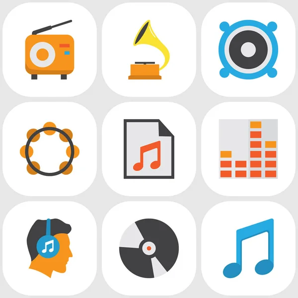 Audio platte Icons Set. Collectie van man, Media, Shellac en andere elementen. Ook symbolen zoals opmerking, grammofoon, Media. — Stockvector