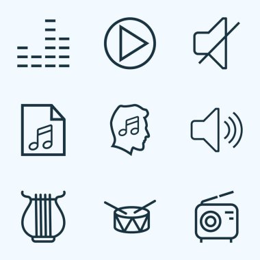 Ses özetliyor ayarlayın. Varil, Soundtrack, ses düzeyini ve diğer öğeleri koleksiyonu. Ayrıca kapak, ses, Bit gibi simgeler içerir.