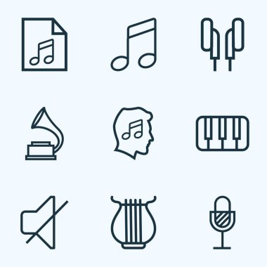 Multimedya özetliyor ayarlayın. Kapak, yaylı, melodi ve diğer öğeleri koleksiyonu. Ayrıca sembolleri gibi içerir yaylı, sessiz, gramofon.