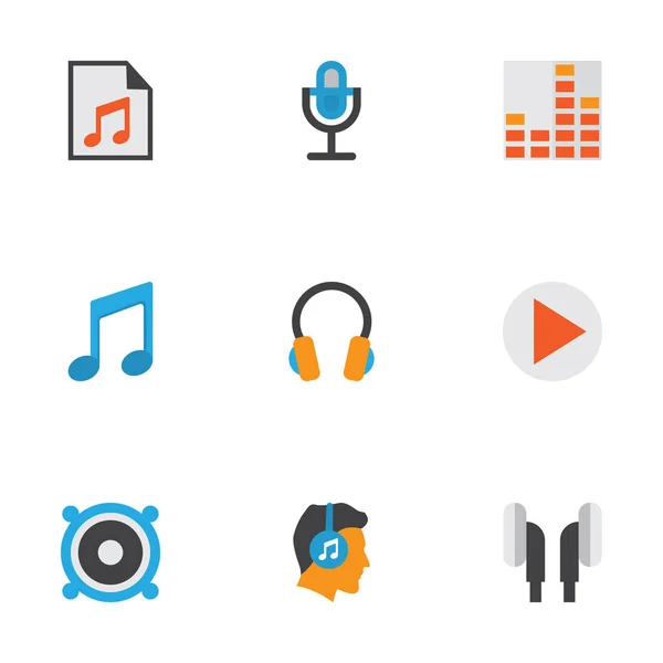 Multimedia platte Icons Set. Collectie van Hoorn, luidspreker, Media en andere elementen. Ook symbolen zoals luidspreker, Equalizer, Karaoke. — Stockvector