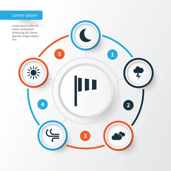 Climate Icons Set. Collection Of Weather, Moon, Lightning And Other Elements. Also Includes Symbols Such As Moonlight, Lightning, Moon. — Stock Vector