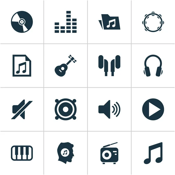 Multimedia Icons Set. Collectie van Cd, bestand, Prymera en andere elementen. Ook symbolen zoals minnaar, percussie, Instrument. — Stockvector