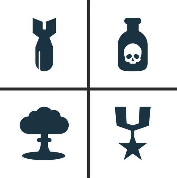 Zwalczania zestaw ikon. Kolekcja Atom, porządku, niebezpieczeństwo i innych elementów. Również zawiera symbole, takie jak dynamit, zamówienia, niebezpieczeństwo. — Wektor stockowy