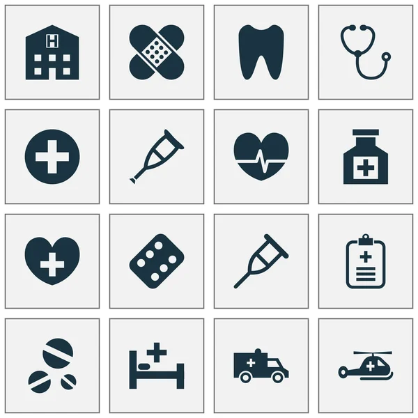 Antibiotic Icons Set. Collection Of Tent, Retreat, Plus And Other Elements. Also Includes Symbols Such As Rack, Illness, Painkiller. — Stock Vector