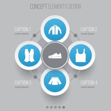 Giysi simgeler kümesi. Spor ayakkabı, Singlet, hırka ve diğer öğeleri koleksiyonu. Ayrıca sembolleri böyle içerir olarak kolsuz, giyim, lastikbotlar.