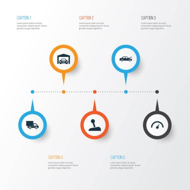 Otomatik Icons Set. Koleksiyon sabitleme, onarım, sopa ve diğer öğeler. Ayrıca araba, kamyon, Chronometre gibi simgeler içerir.