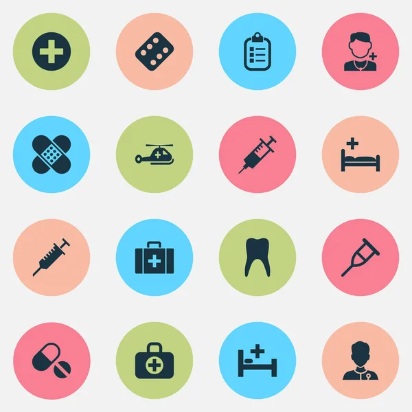 Geneeskunde Icons Set. Collectie van Dental, Mark, borst en andere elementen. Ook symbolen zoals Mark, Medic, gezonde. — Stockvector