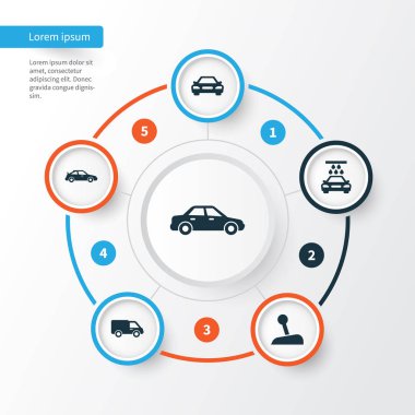 Araba Icons Set. Sopa, aktarım Temizleme, Crossover ve diğer öğeleri koleksiyonu. Ayrıca Van, yıkama, otomobil gibi simgeler içerir.