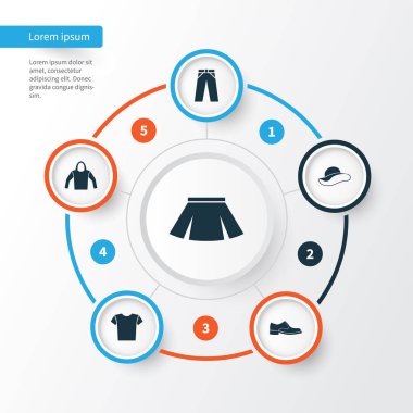 Giysi simgeler kümesi. Şık giyim, Casual, kazak ve diğer öğeleri koleksiyonu. Kapüşonlu, giyim, giyim gibi semboller de içerir.