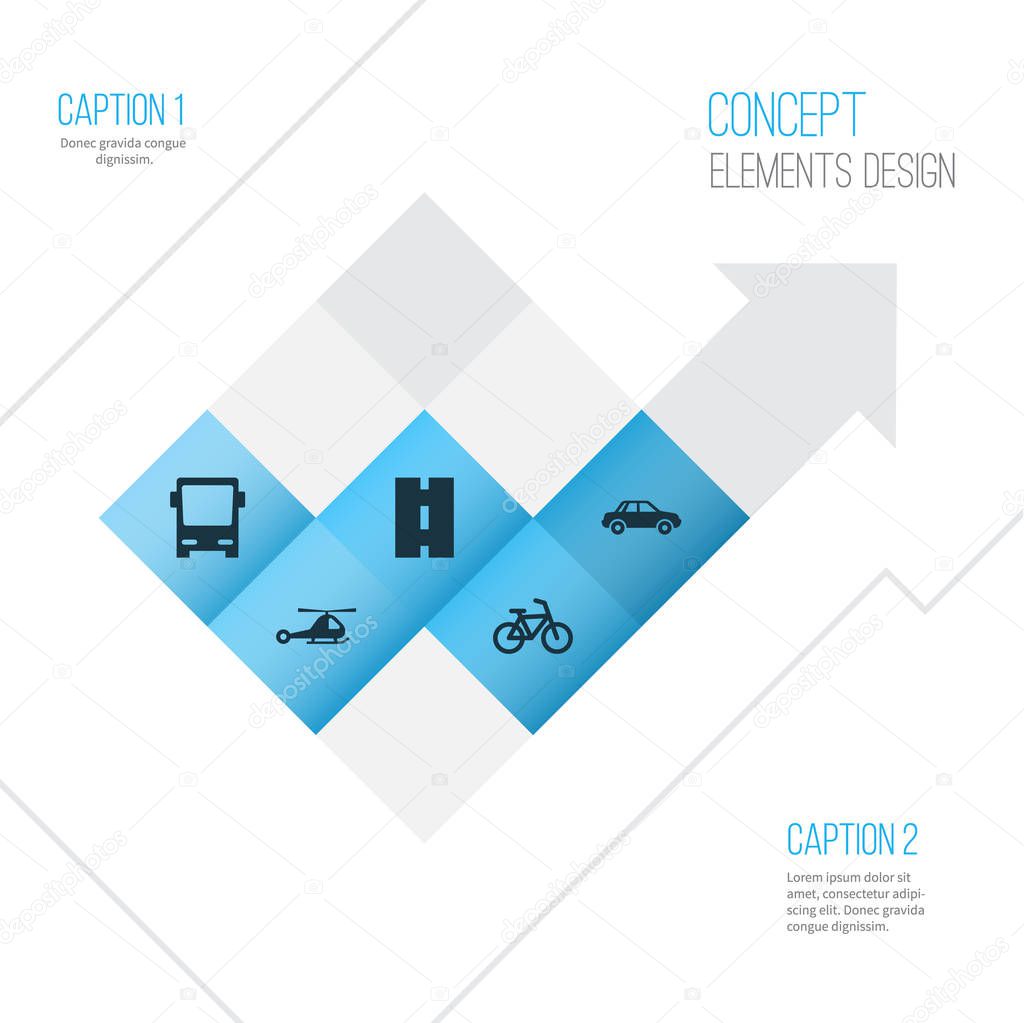 Shipment Icons Set. Collection Of Automobile, Chopper, Way And Other Elements. Also Includes Symbols Such As Omnibus, Highway, Chopper.