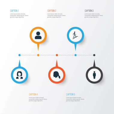 Kişi simgeler kümesi. İş kadını, merdiven, körpe baş ve diğer öğeleri koleksiyonu. Ayrıca kadın, merdiven, profil gibi simgeler içerir.