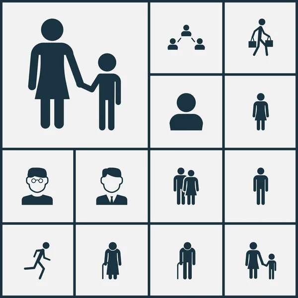 Conjunto de iconos humanos. Colección de Usuario, Científico, Mujer y Otros Elementos. También incluye símbolos como la abuela, Viejo, Avatar . — Vector de stock