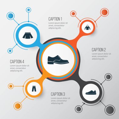 Giysi simgeler kümesi. Sweatshirt, pantolon, spor ayakkabı ve diğer öğeleri koleksiyonu. Ayrıca, pantolon, Ayakkabı, etek gibi simgeler içerir.