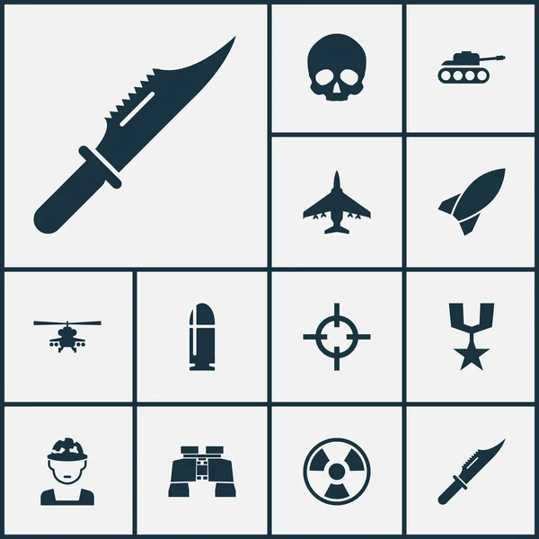 Zwalczania zestaw ikon. Kolekcja szkła, Slug, Chopper i innych elementów. Również zawiera symbole, takie jak rakiety, Target, czaszka. — Wektor stockowy