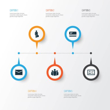 İş Icons Set. Kimlik, iş adamı, ödeme ve diğer öğeleri koleksiyonu. Ayrıca kartı, kimlik, mektup gibi simgeler içerir.