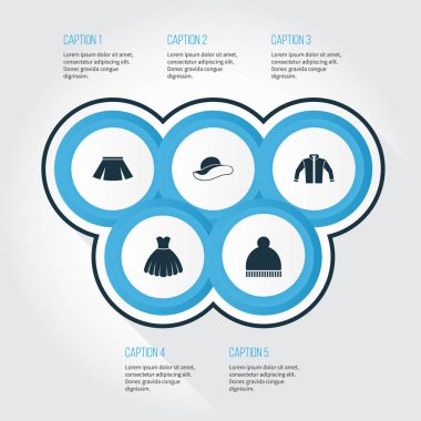 Giysi simgeler kümesi. Şık şapkalar, Sarafan, fasulye ve diğer öğeleri koleksiyonu. Ayrıca Sarafan, kadın, pon pon gibi simgeler içerir.