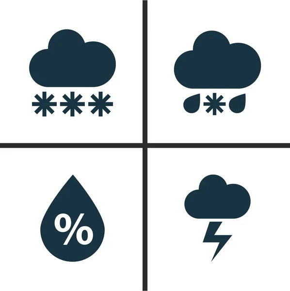 Meteorologie Icons Set. Collectie van vocht, Snowy, bliksem en andere elementen. Ook bevat symbolen zoals sneeuw, vocht, Flash. — Stockvector