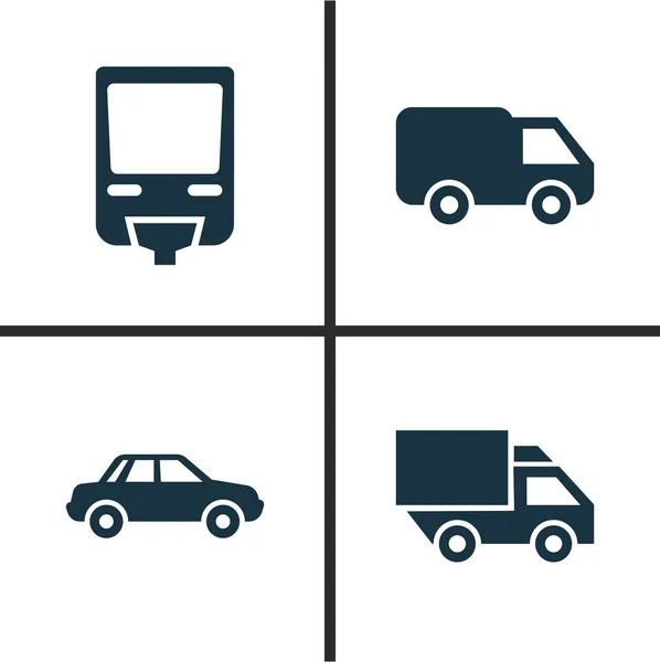 Транспорт Icons Set. Коллекция фургонов, автомобилей, грузовиков и других элементов. Also Includes Symbols such as Car, Camion, Automobile . — стоковый вектор