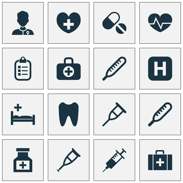 Drug Icons Set. Collectie van Ache, genezen, klauw en andere elementen. Ook symbolen zoals spuit, tand, ziekenhuis. — Stockvector