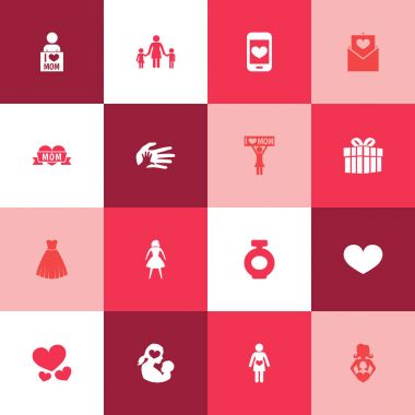 Anneler günü simgesi tasarım konsepti. Hanımefendi, koku 16 gibi öğeleri kümesi ve anne seviyorum. Hamile, yeni doğan ve mektup için güzel sembolleri.