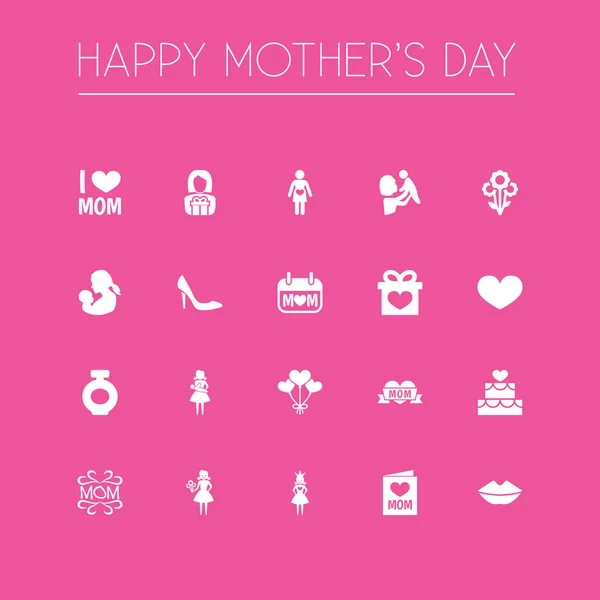 Anneler günü simgesi tasarım konsepti. Sevgi dolu bir kadın, 20 gibi öğeleri kümesi ve Mam. Anne, ruh ve metin için güzel sembolleri. — Stok Vektör