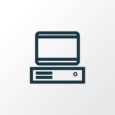 Bilgisayar anahat simgesi. Üstün kaliteli moda stil öğesinde Pc izole.