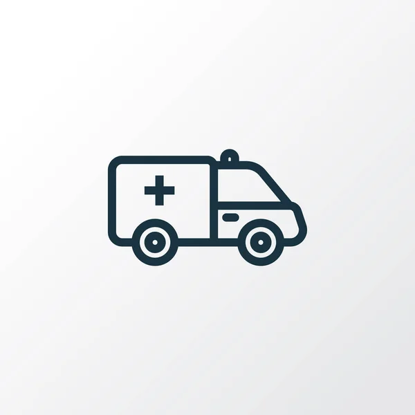 Symbole de contour de voiture de premiers soins. Élément d'ambulance isolé de qualité supérieure dans un style tendance . — Image vectorielle