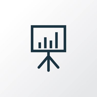 Sunu kurulu anahat simgesi. Üstün kaliteli moda stil öğesinde beyaz tahta izole.