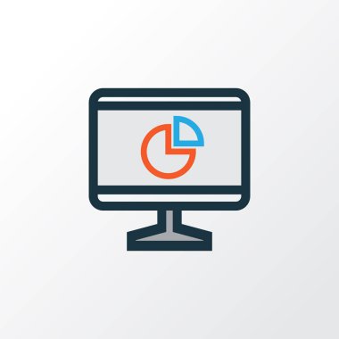 Bilgisayar Analytics renkli anahat simgesi. Premium Kalite izole pasta grafik öğesi Trendy tarzı.