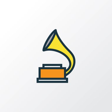 Fonograf renkli anahat simgesi. Premium Kalite izole gramofon öğe Trendy tarzı.