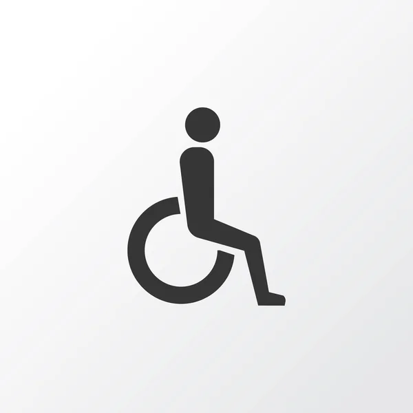 Wózek inwalidzki ikonę symbolu. Wysokiej jakości na białym tle niepełnosprawnych Element w modnym stylu. — Wektor stockowy
